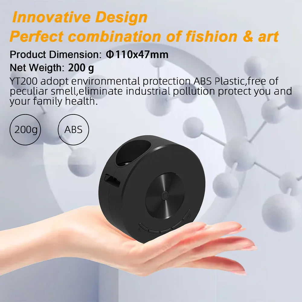 Black portable children's home projector for mobile phone connection on a surface