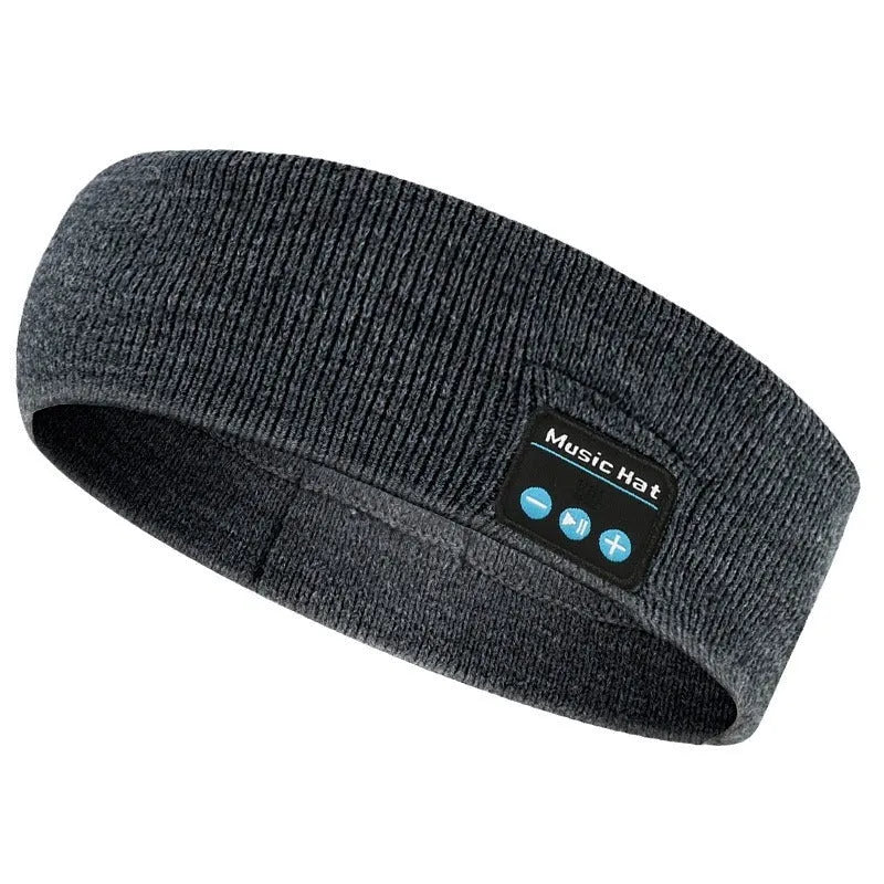 Bluetooth 5.4 sports headband in black, combining an eye mask and scarf with built-in speakers for hands-free audio.
