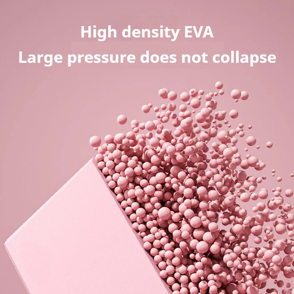 High-density EVA foam yoga block measuring 23x15x7.6cm with twelve grip ridges in solid colour