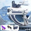 Blue automatic electric water gun with USB charging port for summer water fights