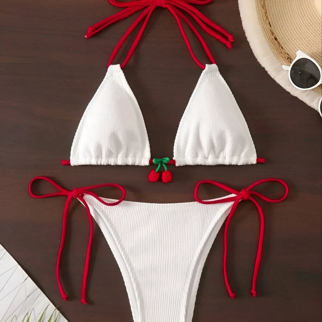 Nylon bikini swimsuit in brief style with backless design for swimming