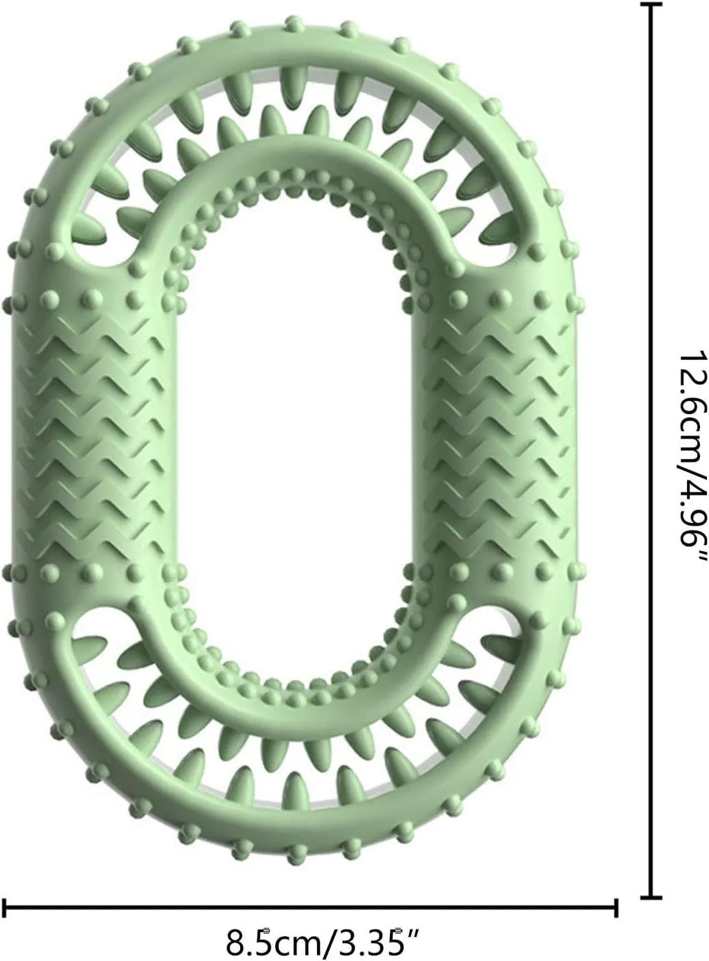 Blue O-ring shaped dog dental chew toy for aggressive chewers measuring 12.5cm by 8.6cm