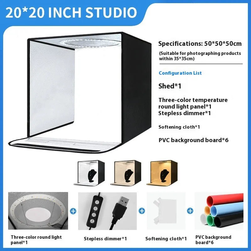 50cm studio light box with metal frame and folding light board for product photography