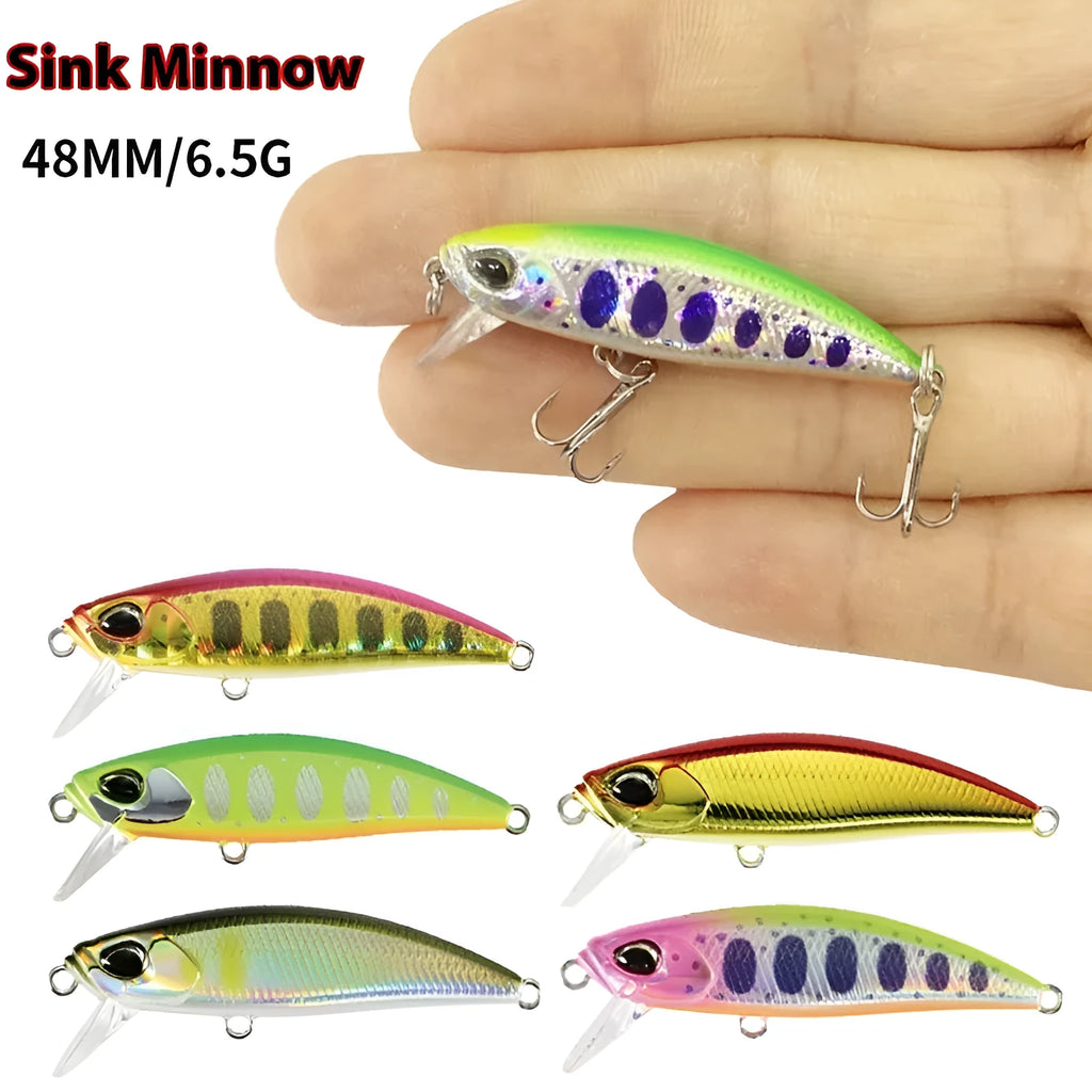 Tossing Japanese 48mm Mino fishing lure for Mandarin fish and Snakehead in soft plastic construction