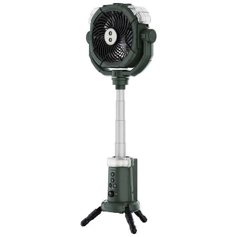 Portable outdoor spray fan with light and remote control in army green colour