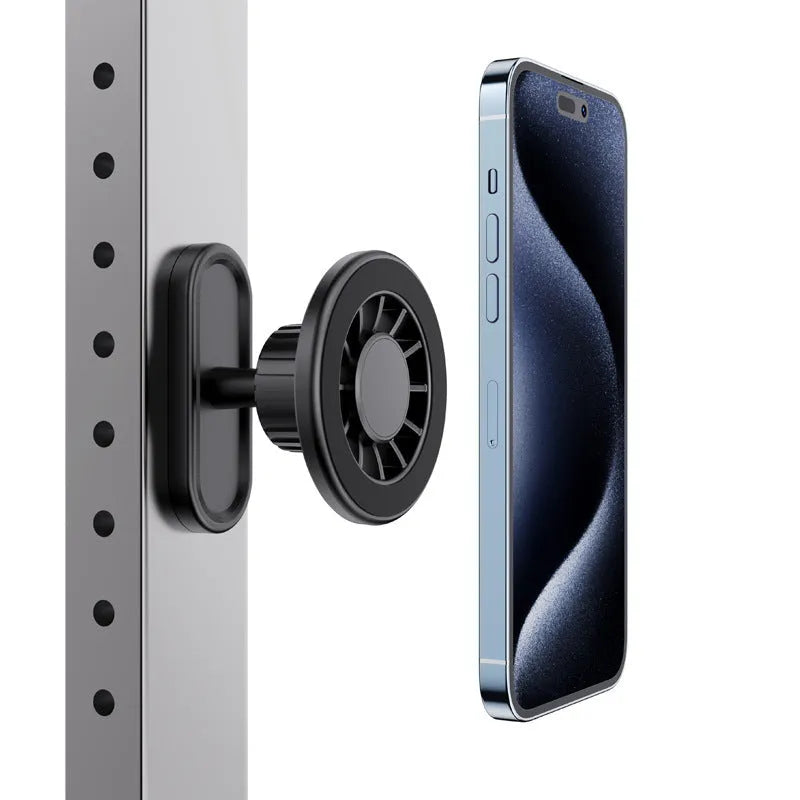 Plastic double-sided magnetic bracket for mounting cameras on vehicles and outdoor metal surfaces.