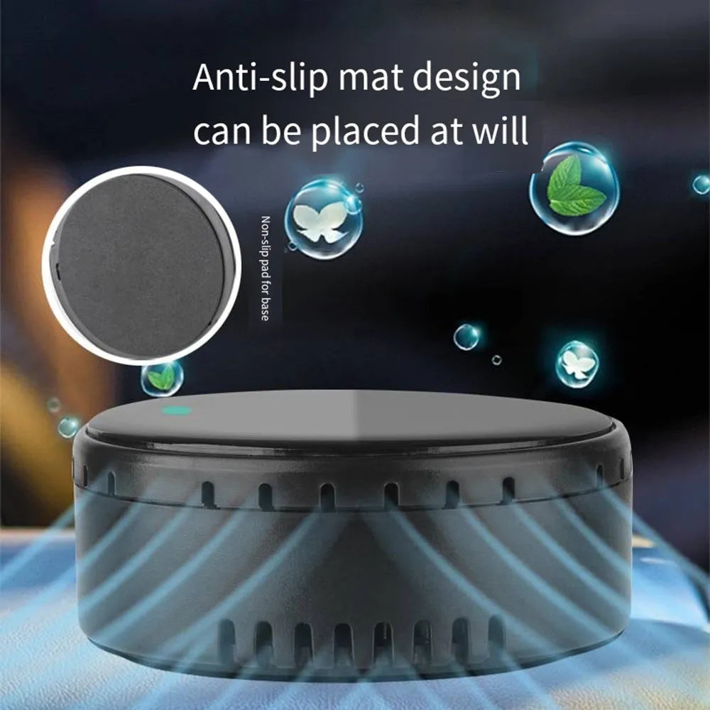 Solar-powered car air humidifier mounted on vehicle air conditioning outlet in black colour