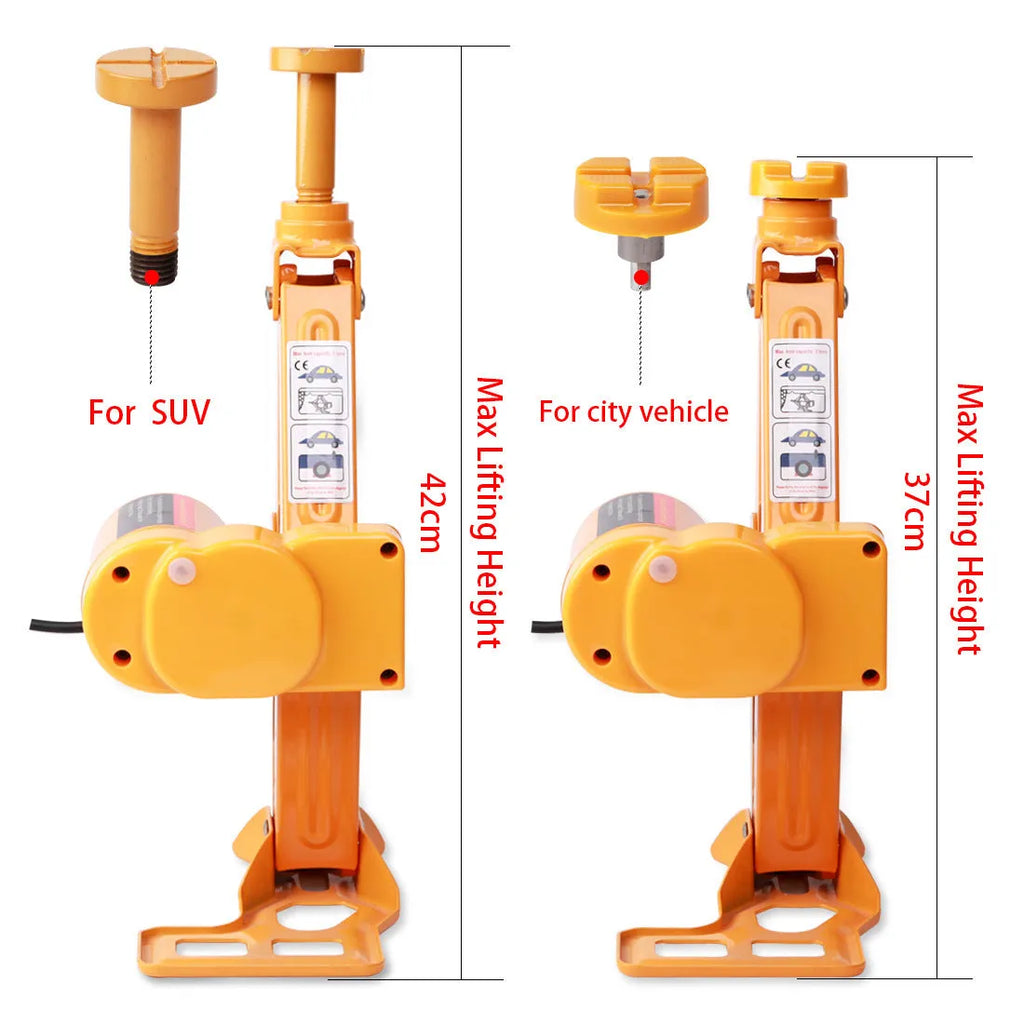 Yellow steel car electric jack set with electric wrench for vehicle lifting