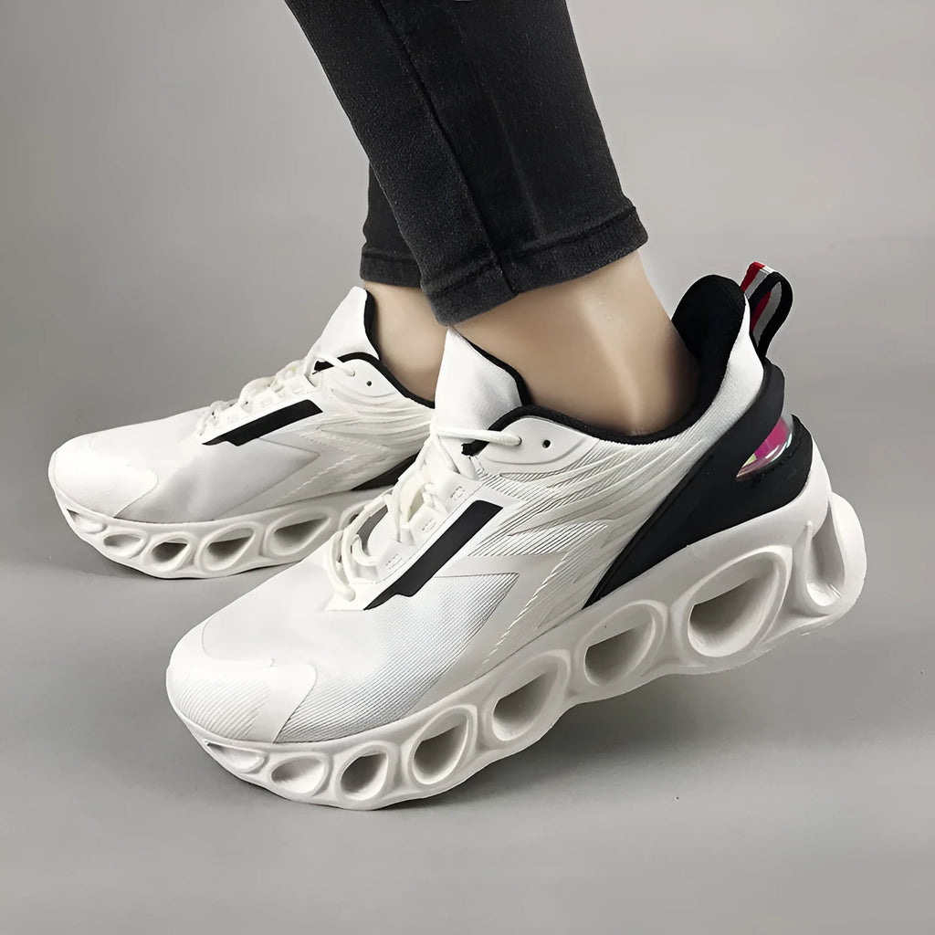 Men's black mesh casual trainers with EVA sole and lace-up design for sports and leisure