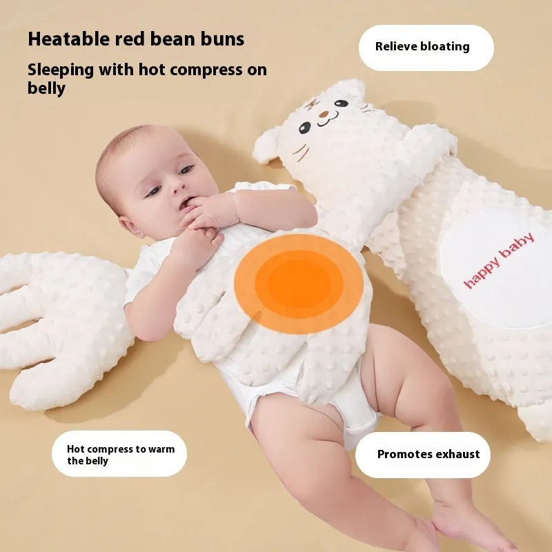 Infant exhaust pillow with remote controlled soothing hand in yellow giraffe design for baby sleep comfort