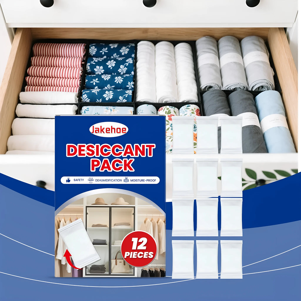 Pack of 12 calcium chloride household desiccant pieces for wardrobe and cupboard moisture control