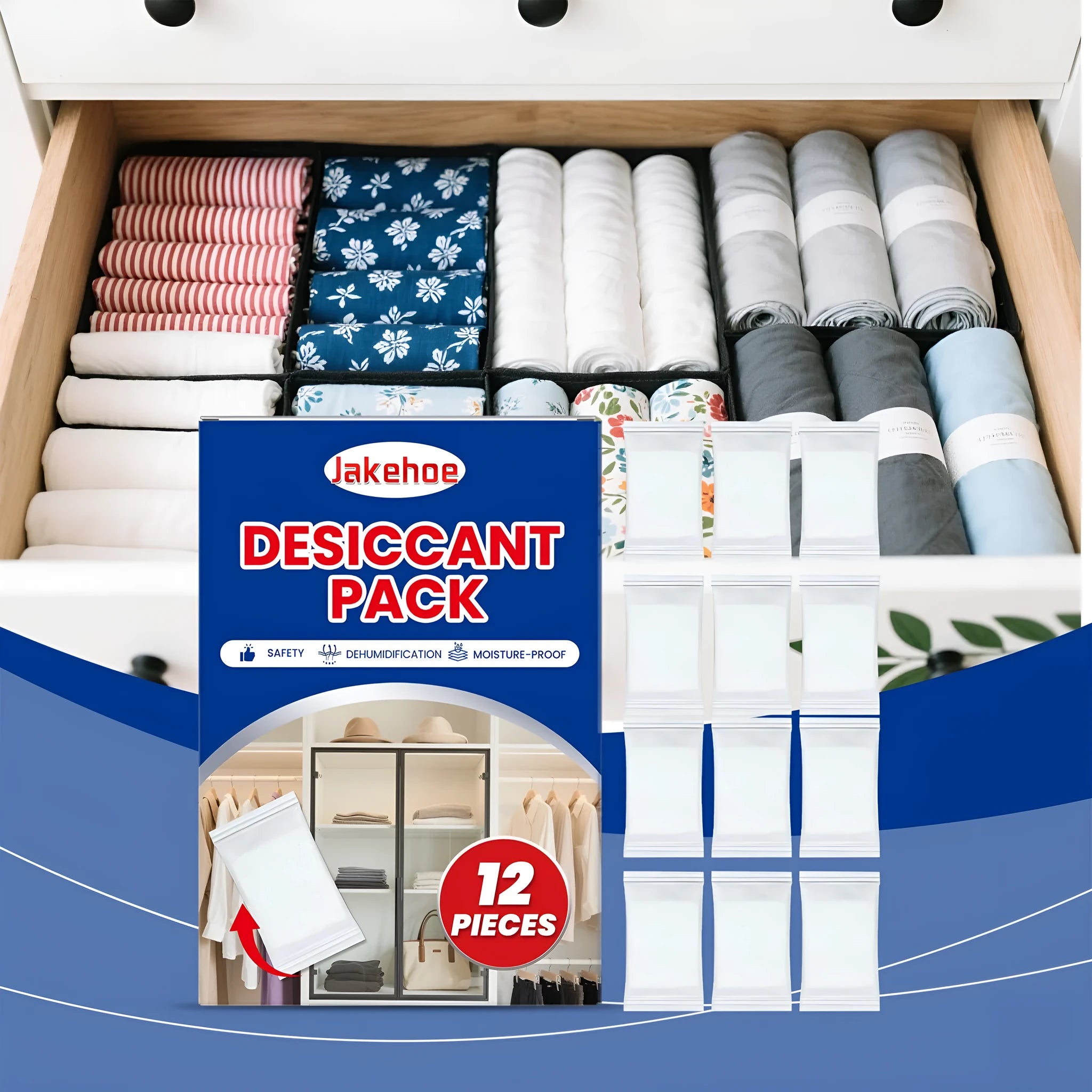 Pack of 12 calcium chloride household desiccant pieces for wardrobe and cupboard moisture control