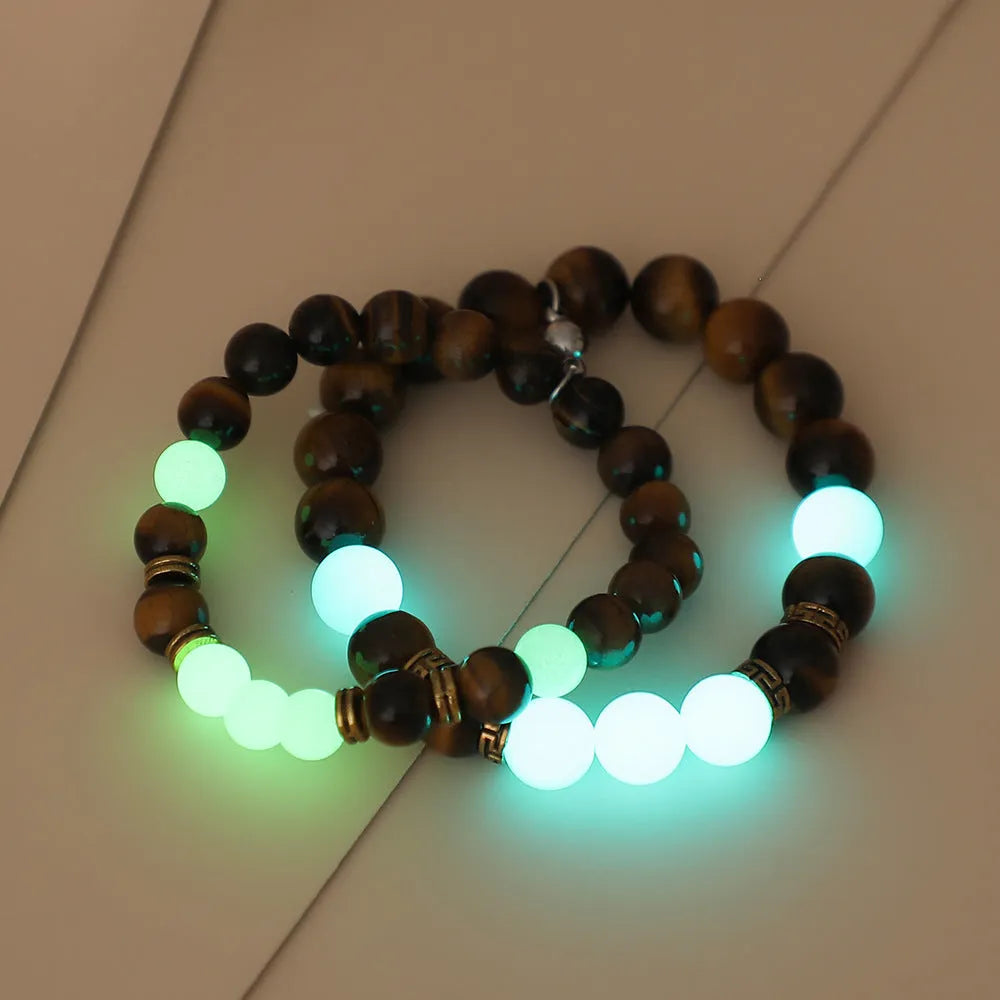 Amber geometric couple bracelets with simple design for matching partner jewellery