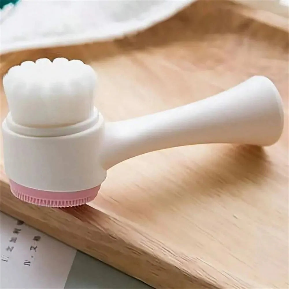 Blue nylon pet paw brush with PP handle for gentle dog and cat grooming.