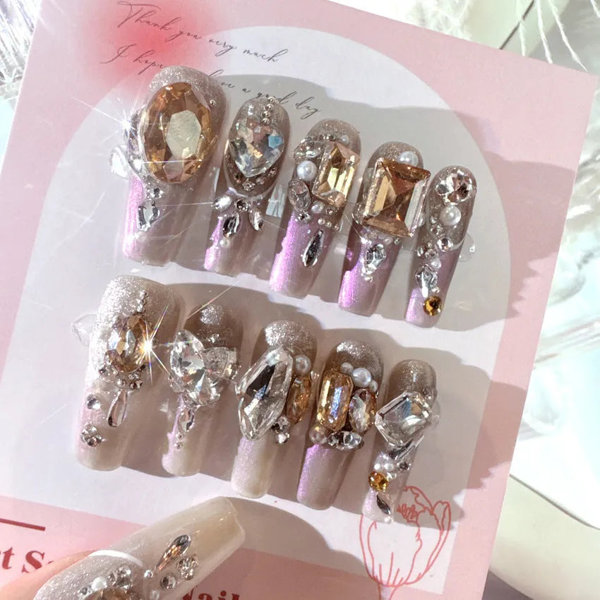 Flash style false nail patches on card packaging with S number sizing and application tools