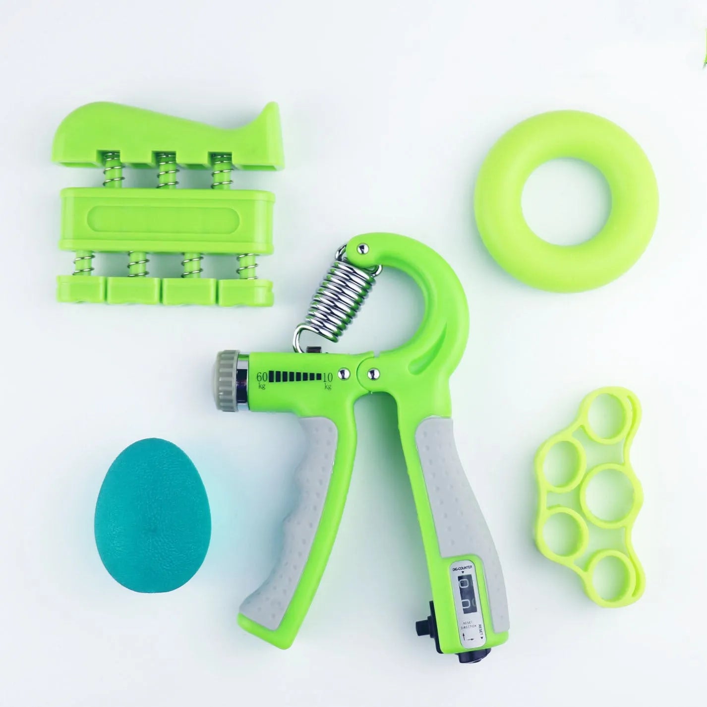 Black adjustable hand grip with mechanical counter, ABS and stainless steel, 16cm by 12cm