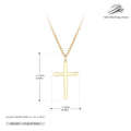 S925 sterling silver necklace with glossy cross pendant on an adjustable O-chain in gold, platinum, or rose gold finish.