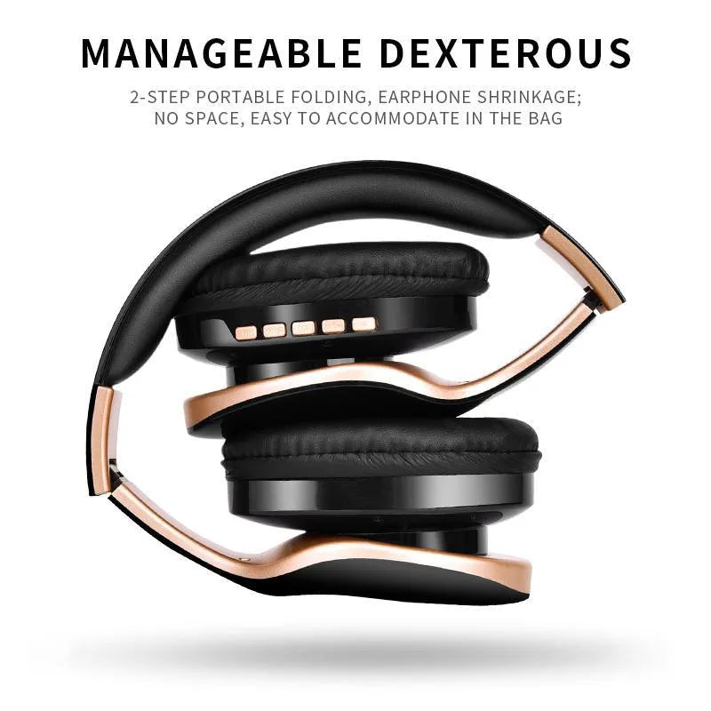 HobbyLane Bluetooth headset in black, red, or white colours showing over-ear design and included auxiliary cable.