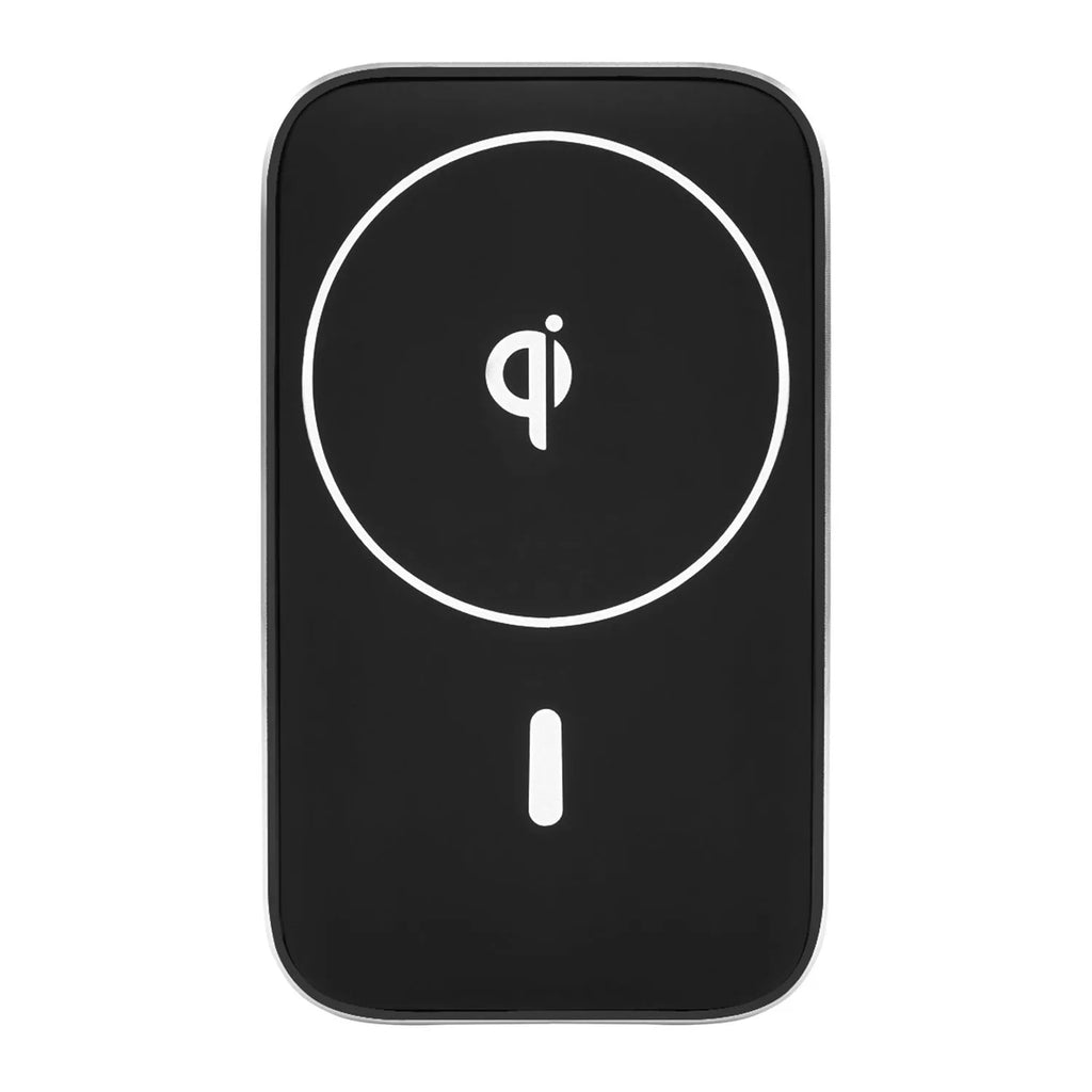 Black M6 magnetic wireless car charger bracket mounted in vehicle