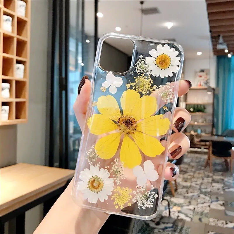 Floral phone case with large pink flower pattern for iPhone models