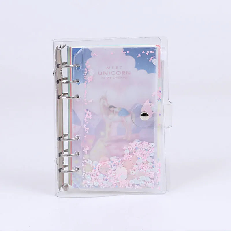 Metal binder shell with PVC cover in Alice Castle colour showing loose leaf binding and pull side bag