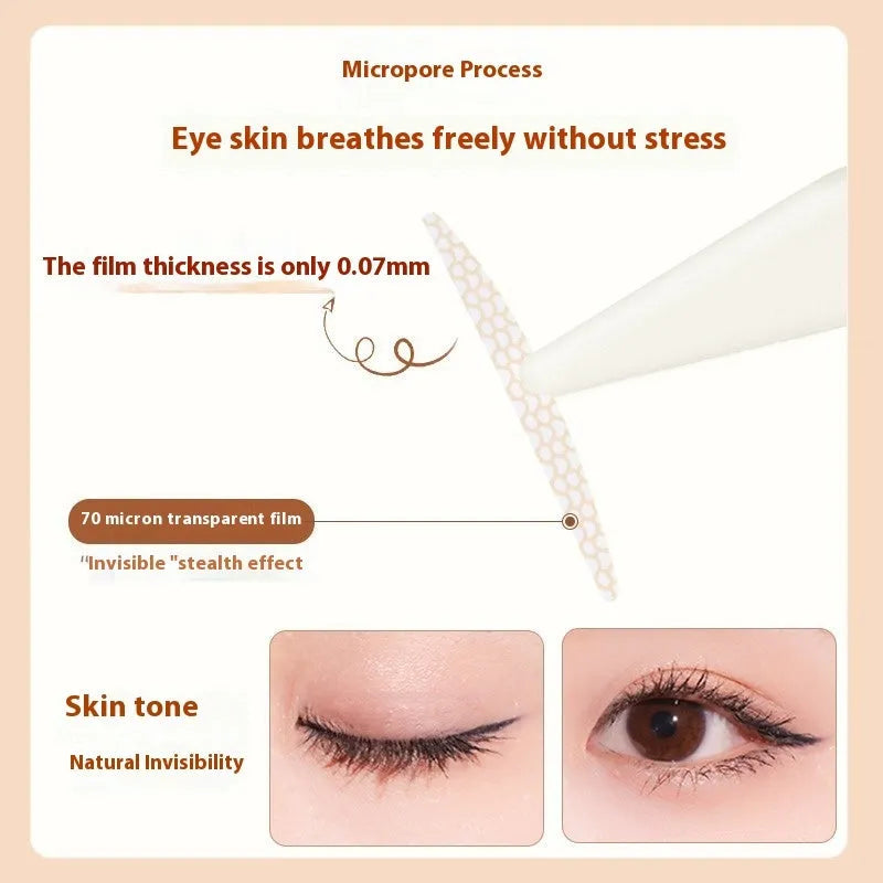 Roll of lace double eyelid stickers showing traceless adhesive patches.