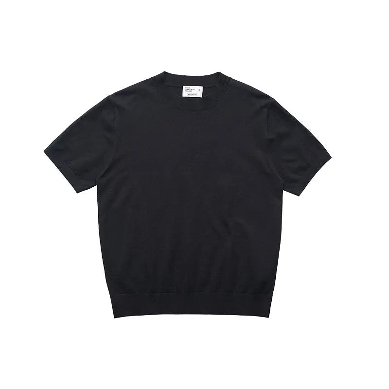 Velvet short-sleeved t-shirt in black, milky white or grey made from French Australian Velvet