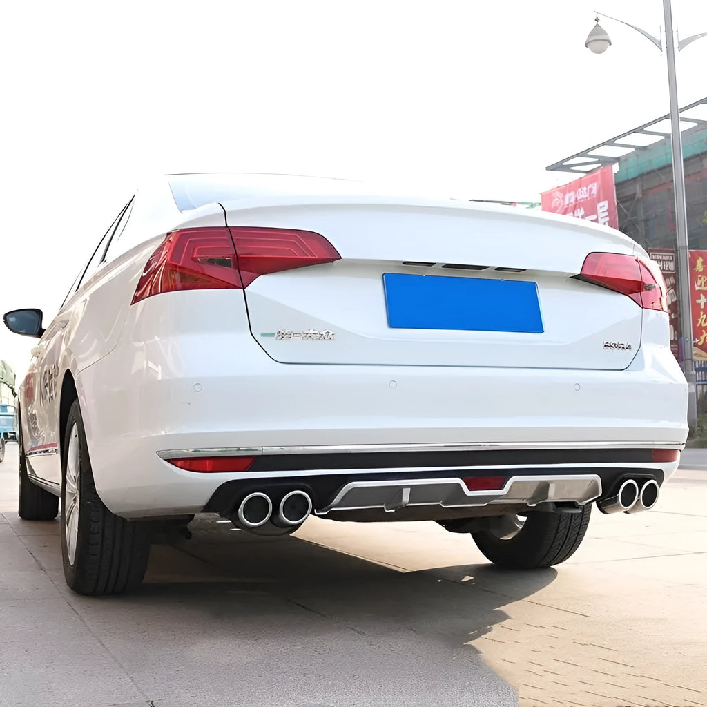 Automotive rear bumper spoiler in PP material showing 118cm and 129cm length options