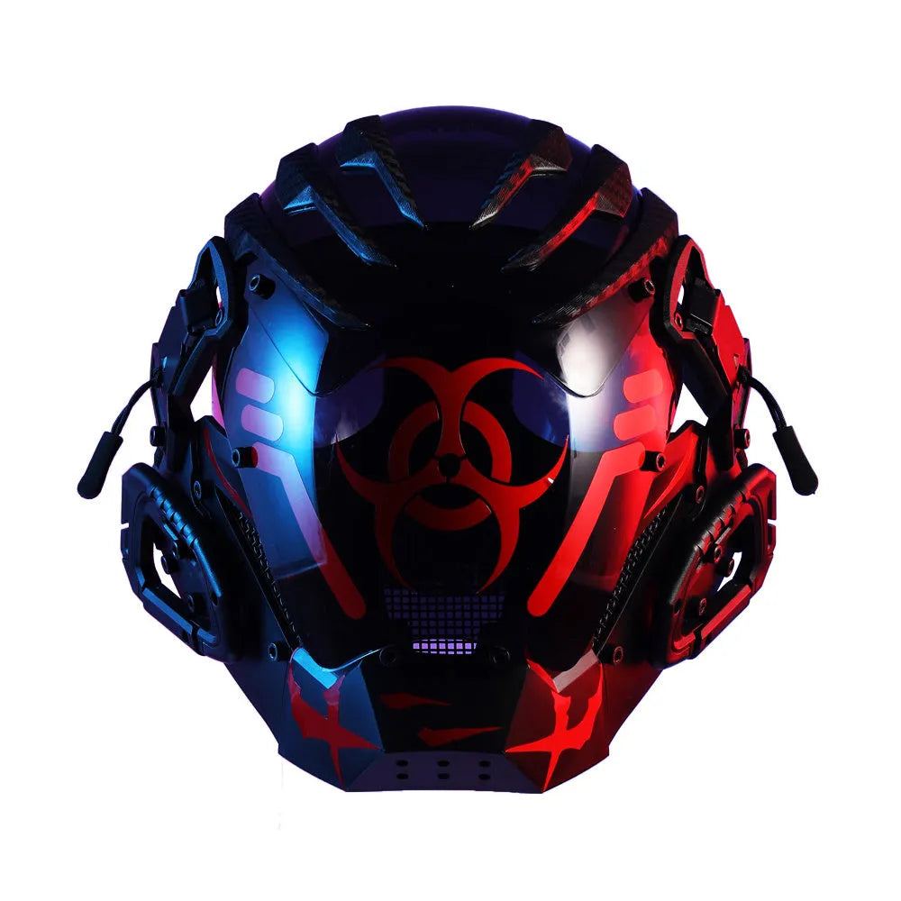 Black full face cyberpunk prop helmet mask for costume parties