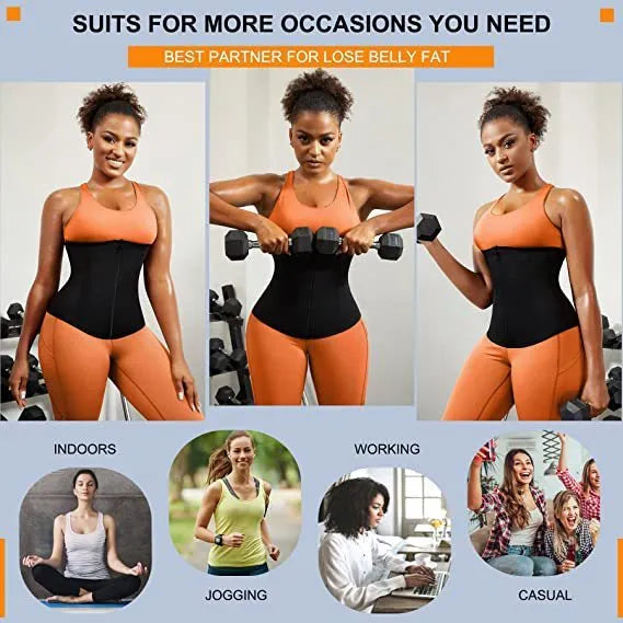 Neoprene sports waist shaping belly band shown in blue, with adjustable straps for abdomen support.