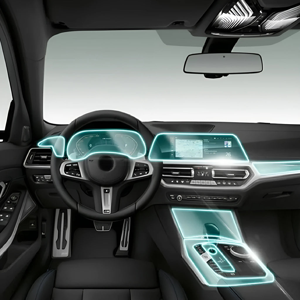 Transparent car interior protective film kit for BMW 3 Series dashboard protection