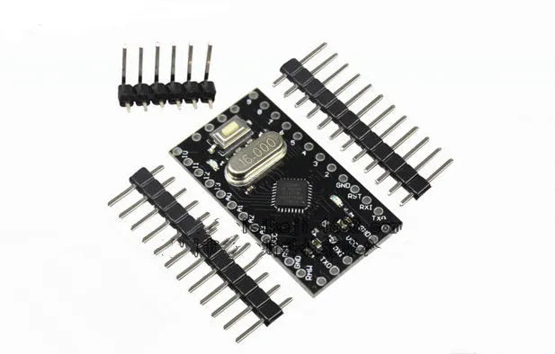 Mini Pro ATMEGA328P microcontroller circuit board with pin headers and compact 33.3mm design