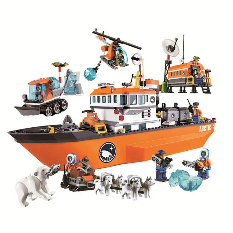 Arctic icebreaker fleet building blocks 760 pieces box 50x39.5x8.5cm multiple vehicles