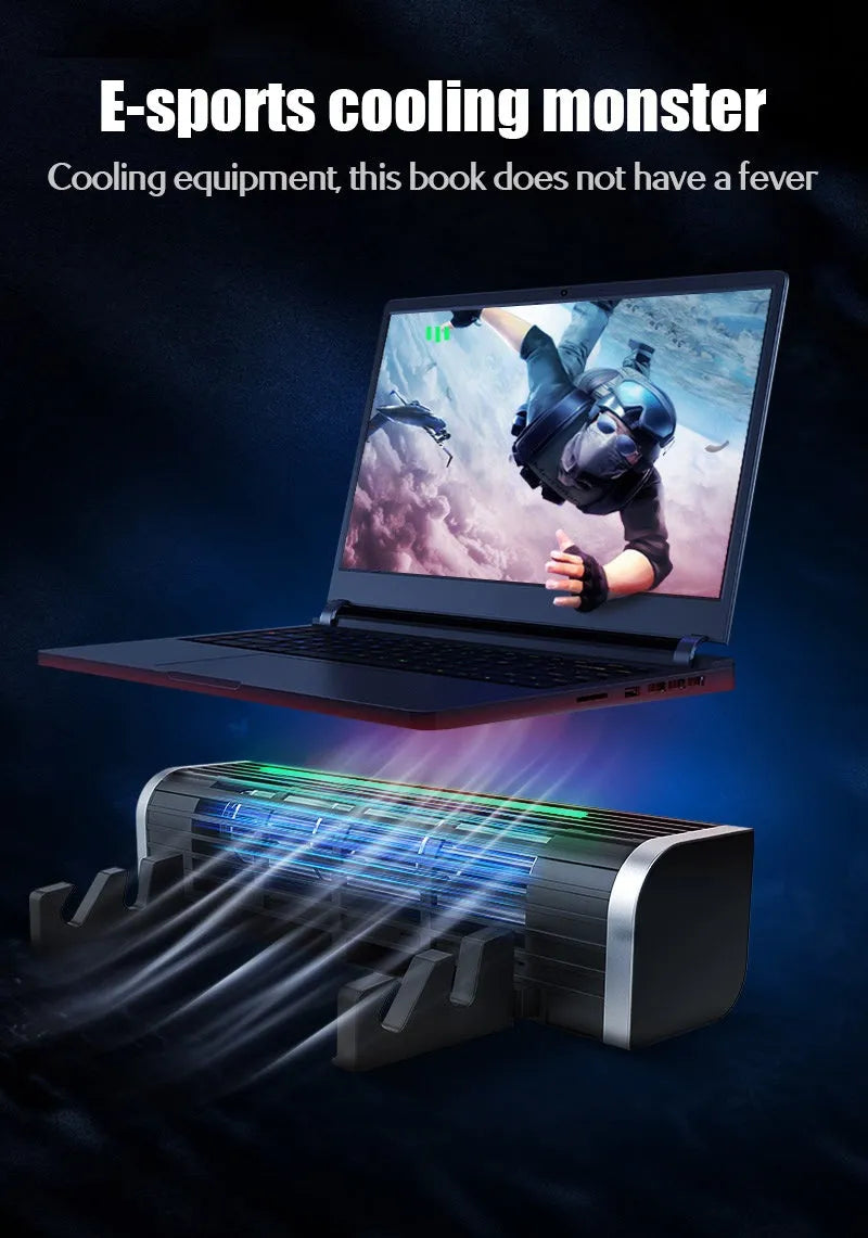 Black USB-powered notebook cooling pad with dual fans, shown alongside a black version with an integrated support base.