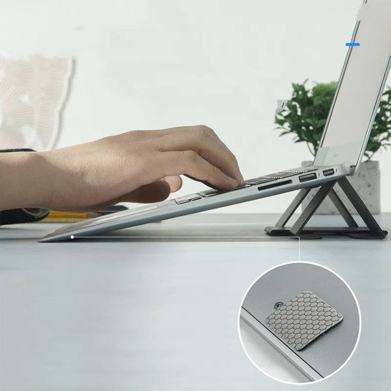 Ringke Folding Stand2 grey notebook stand with PU and metal construction, 210x160mm