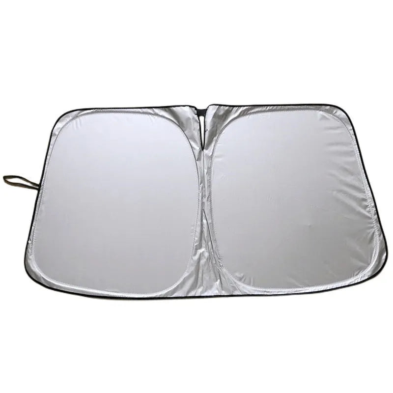 Aluminium foil car sunshade in titanium silver colour showing reflective surface