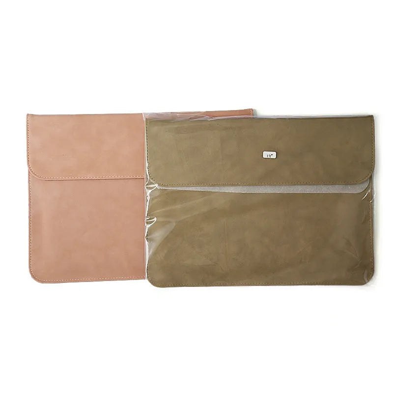 Frosted waterproof PU laptop sleeve in brown colour for 15.6 inch laptops