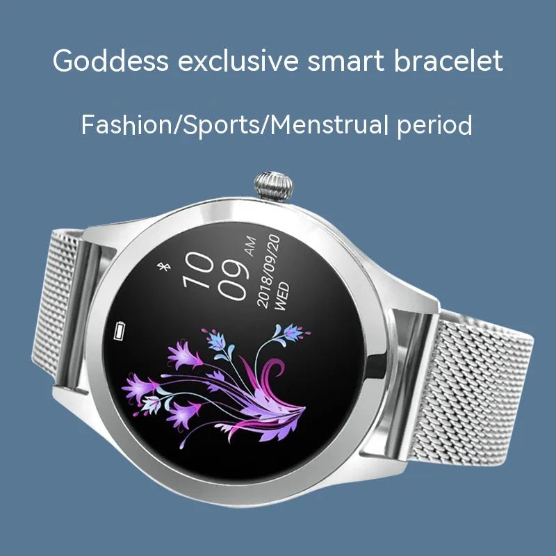 Women's sports smartwatch with heart rate monitoring in black rose gold silver white colour options