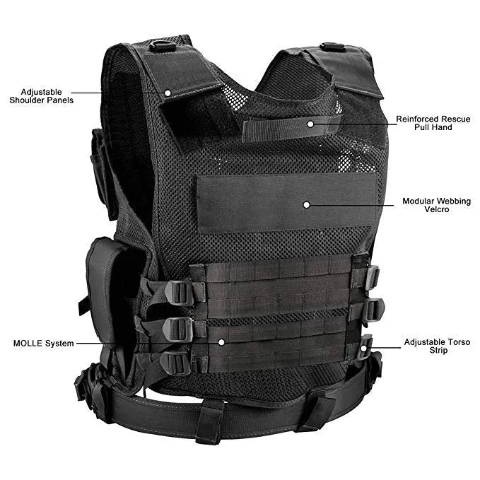 Men's nylon camouflage tactical vest with magic tape and buckle straps, 50x60cm, one size, outdoor adventure gear
