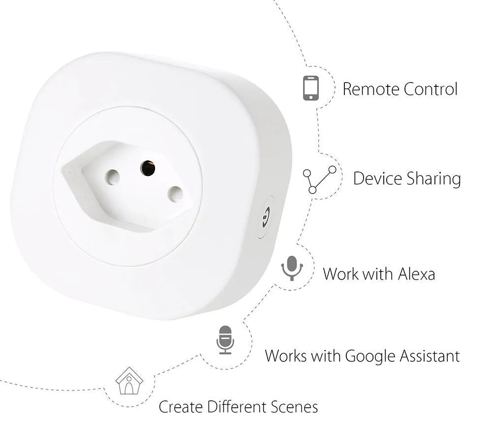 Smart socket plug with WIFI voice control showing EU plug configuration and dimensions 70x70x72mm