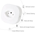 Smart socket plug with WIFI voice control showing EU plug configuration and dimensions 70x70x72mm
