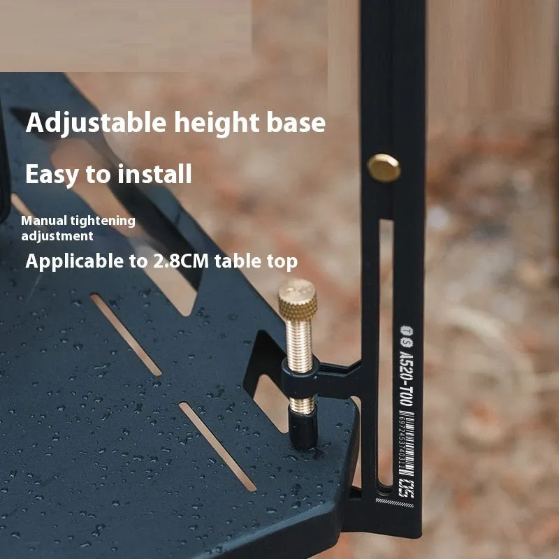 Black stainless steel telescopic lamp holder with adjustable pole and brass screws