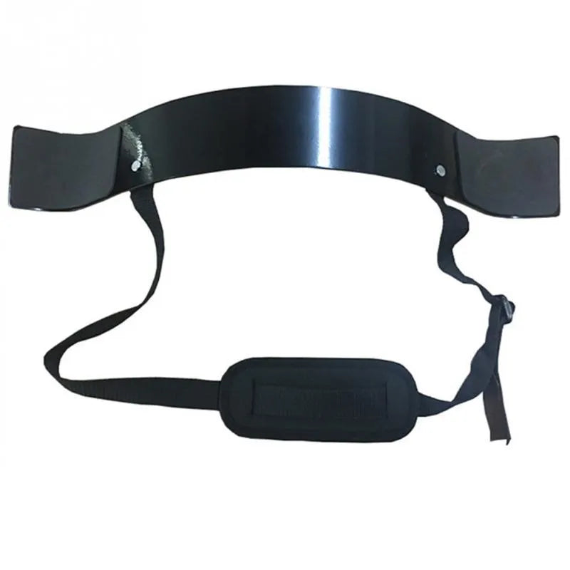 Black aluminum alloy biceps training board with nylon straps and elbow pads, 580x900mm