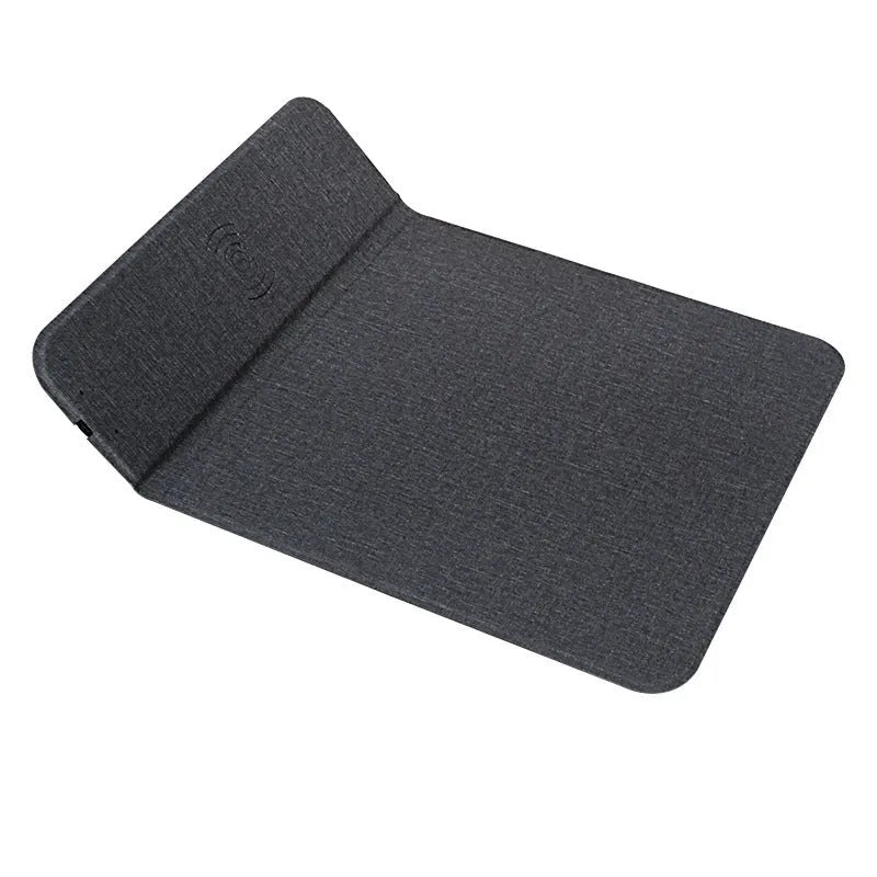 Foldable cloth wireless charging phone holder showing 10W Qi charging logo.