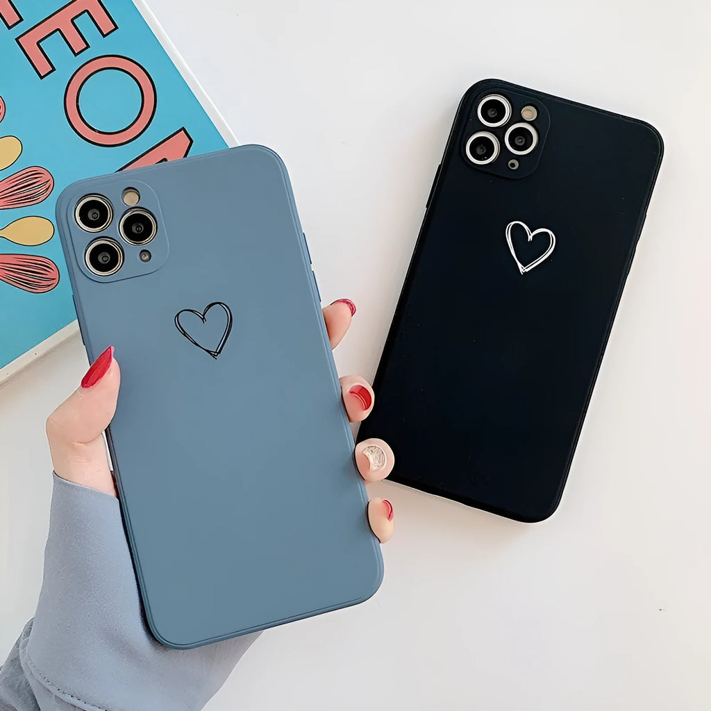Silicone TPU phone case for Apple iPhone in solid colour options including black, green, pink, purple, red, and white.