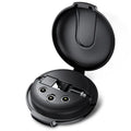 Black 3-in-1 magnetic retractable car phone charger with three plug heads and magnetic patch