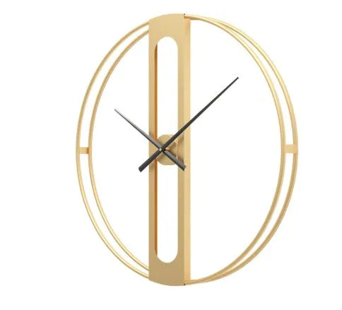 50cm round metal wall clock in black or gold finish on a wall