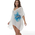 White plus size beach cover-up blouse loose fit for swimming and sun protection
