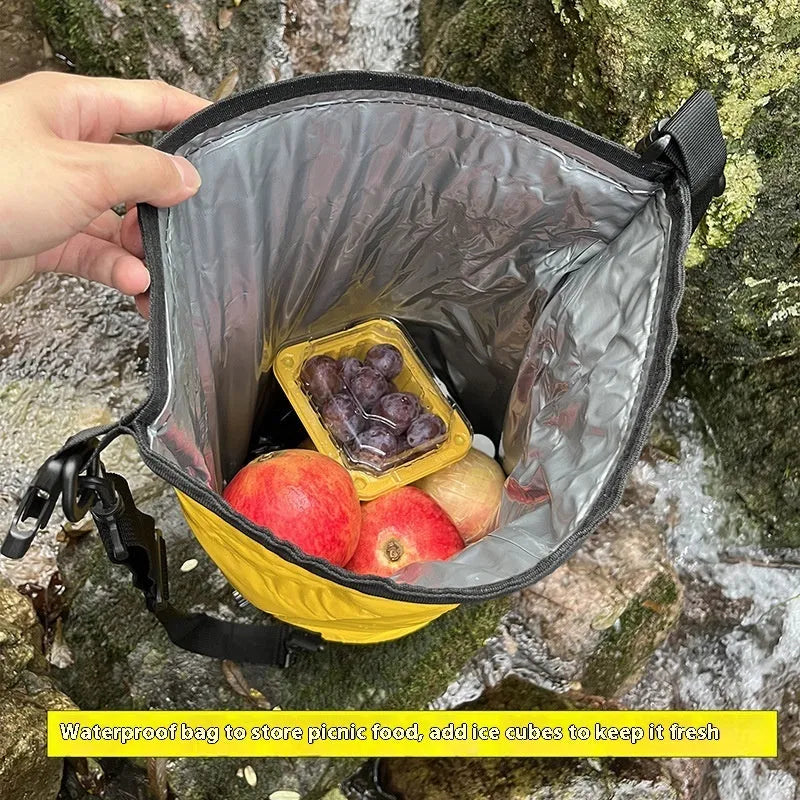 Yellow and black 20-litre PVC waterproof dry bag backpack for outdoor water sports