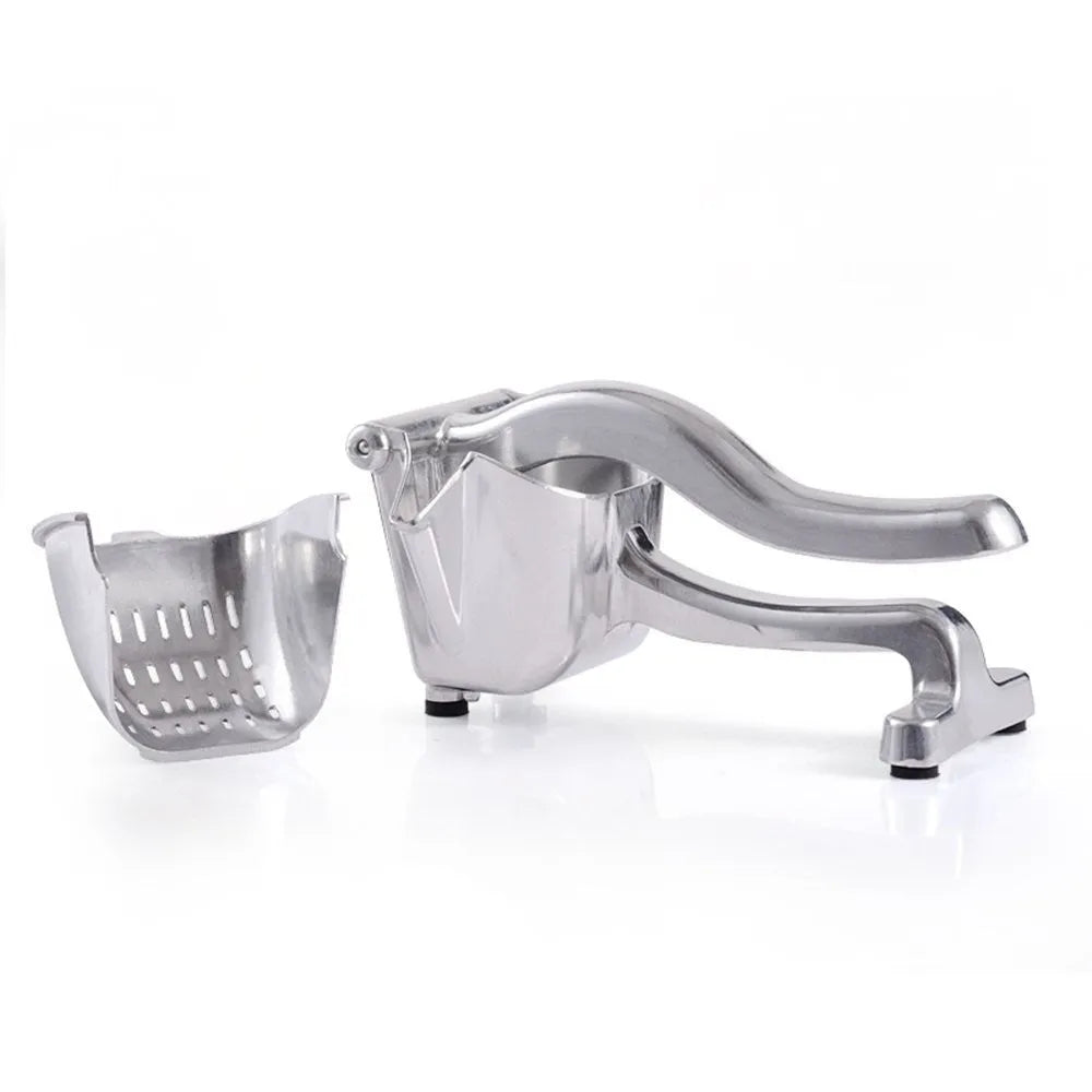 Silver heavy duty aluminium and steel lemon squeezer with large bowl